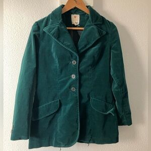 VTG Emerald Green Velvet Blazer Jacket Old Money Preppy Academia Event READ